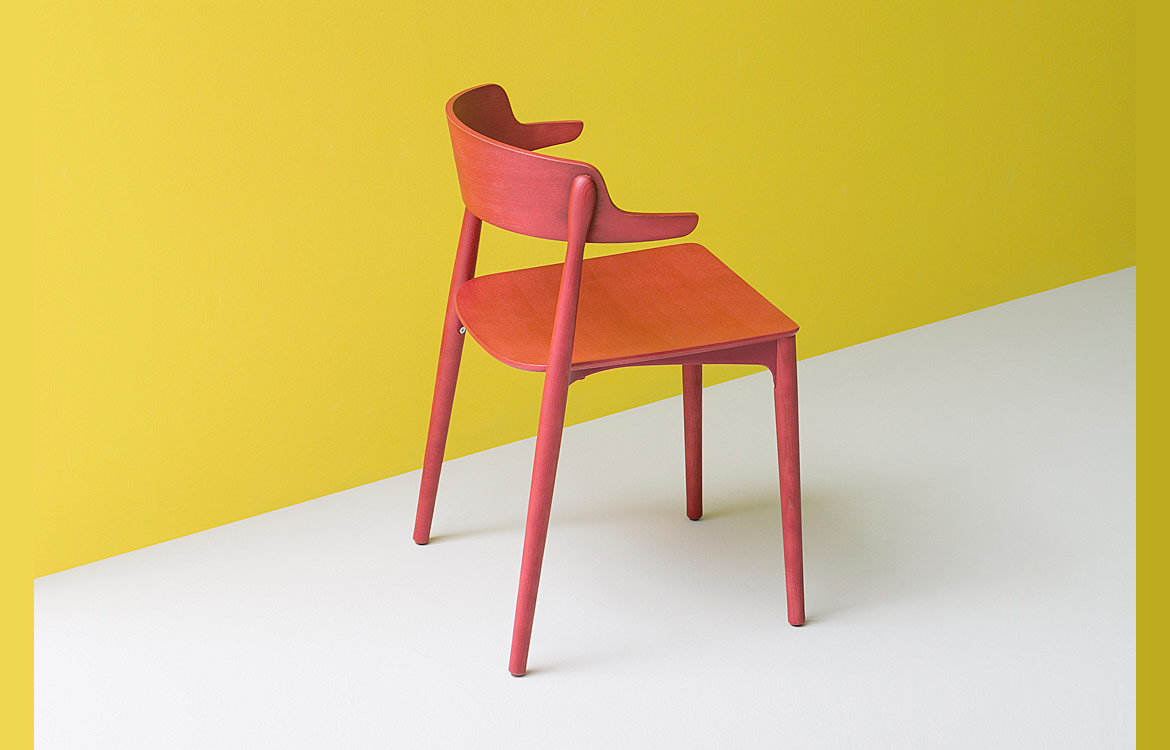 Red wood cafe chair