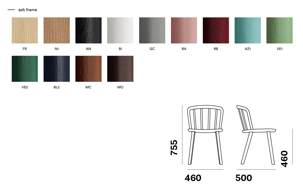 Pedrali Nym wood chair colours