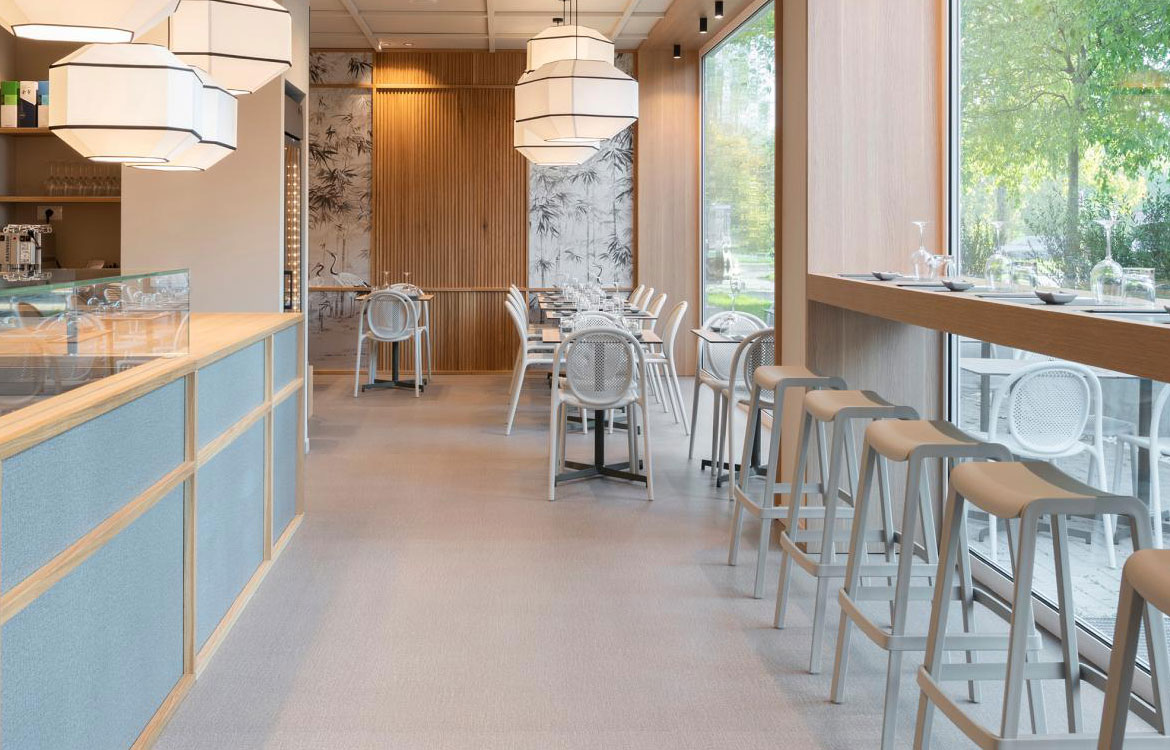 Pedrali Remind white cafe chairs