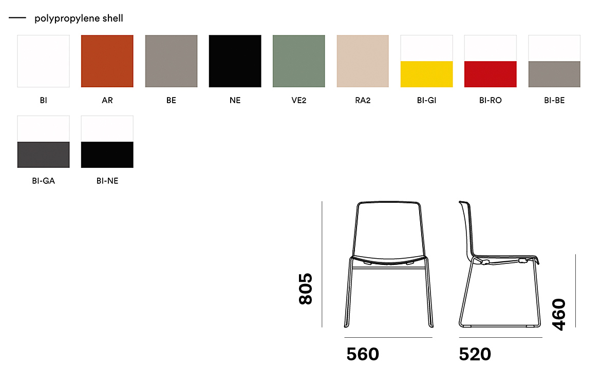 Pedrali Tweet sled chair colours