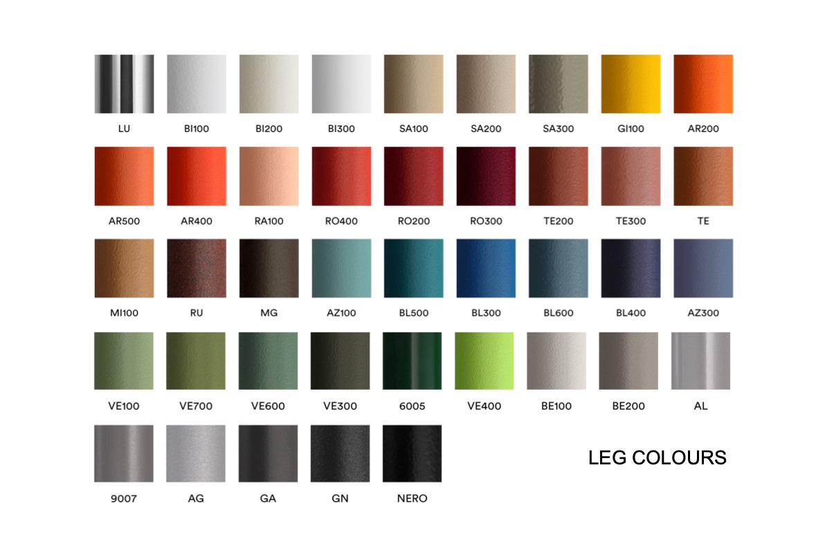 Pedrali aluminium leg colours