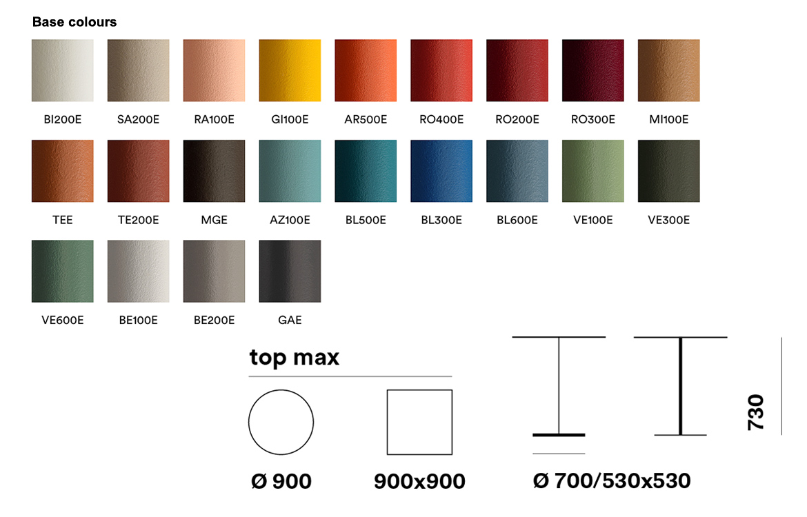 Pedrali Bold large cafe table colours max top size