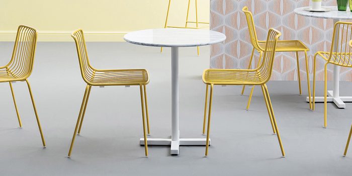 Pedrali Bold round white table for two