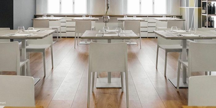 White cafe chair and table