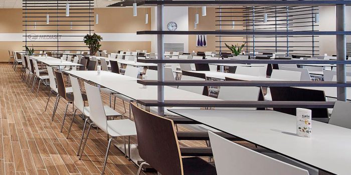 Pedrali Kuadra white canteen chairs