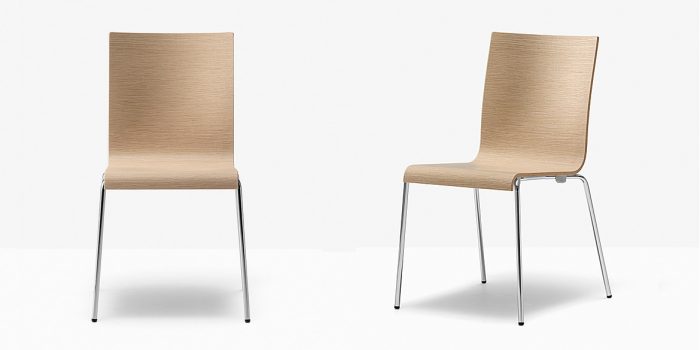 Pedrali Kuadra wood stacking canteen chair