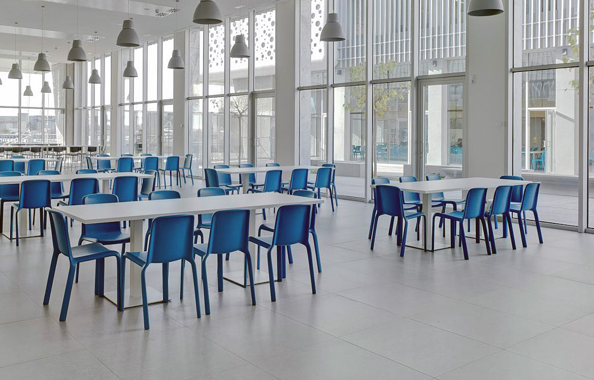 Pedrali Snow blue staffroom canteen chairs