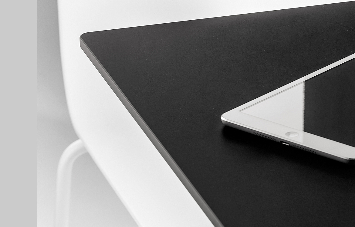 Pedrali solid laminate top with a black edge