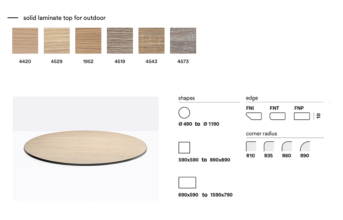 Pedrali solid laminate top in wood