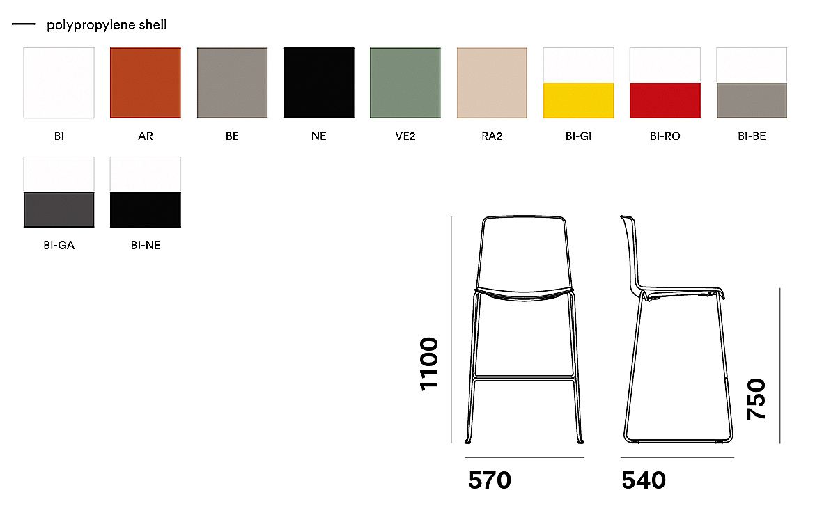 Pedrali Tweet high cafe stool colours