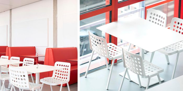 White Booki cafe chair with holes