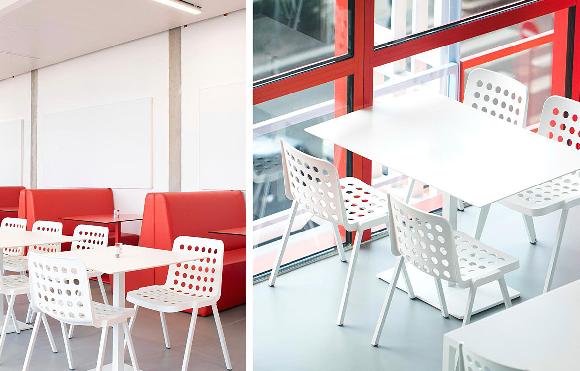 White Booki cafe chair with holes