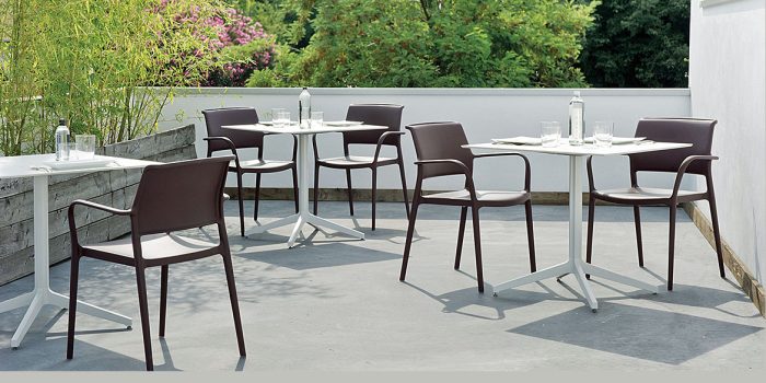 Ypsilon large 4 person cafe table in white