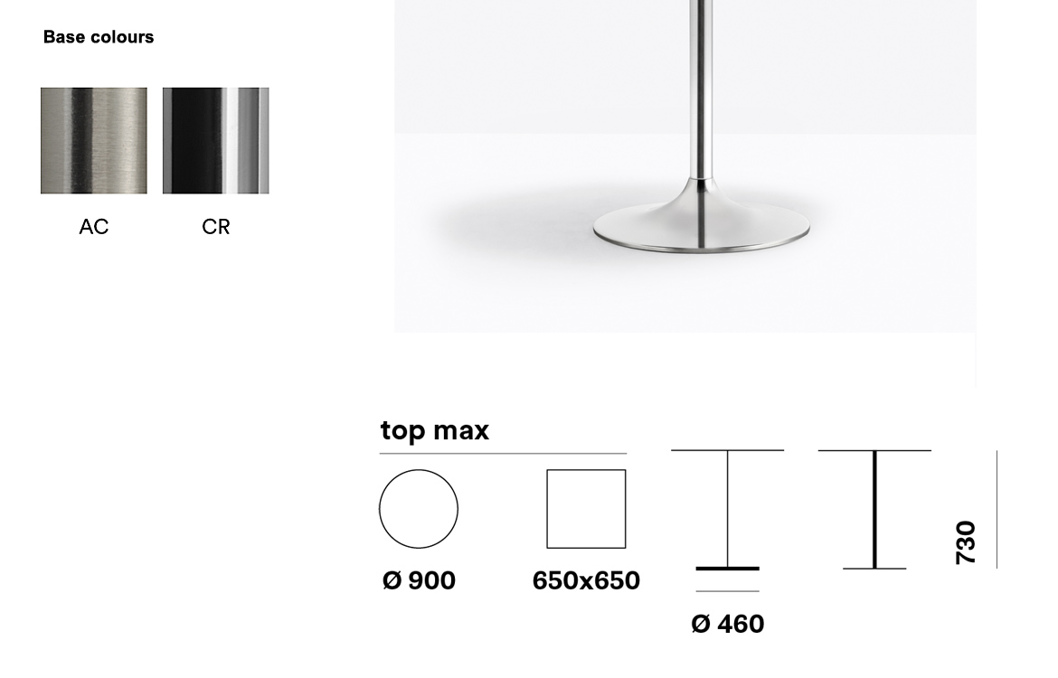 Pedrali Dream small cafe table sizes