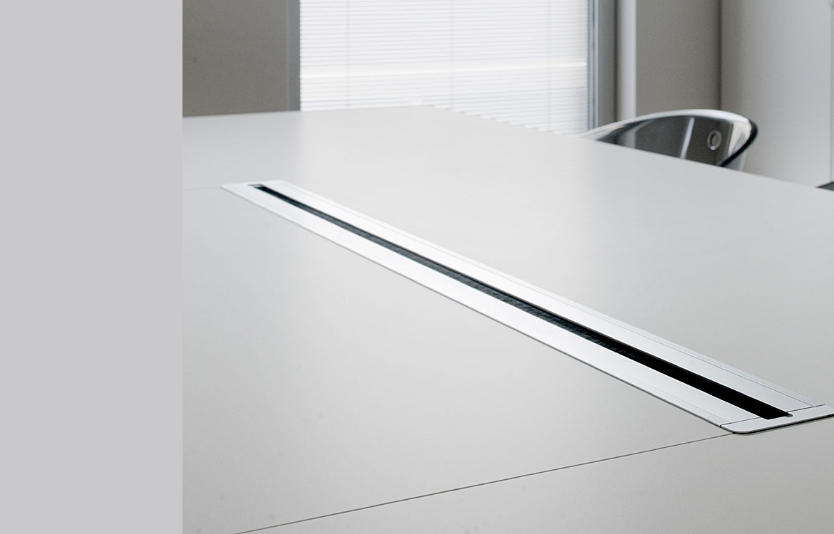 Plano commercial table with cable slot