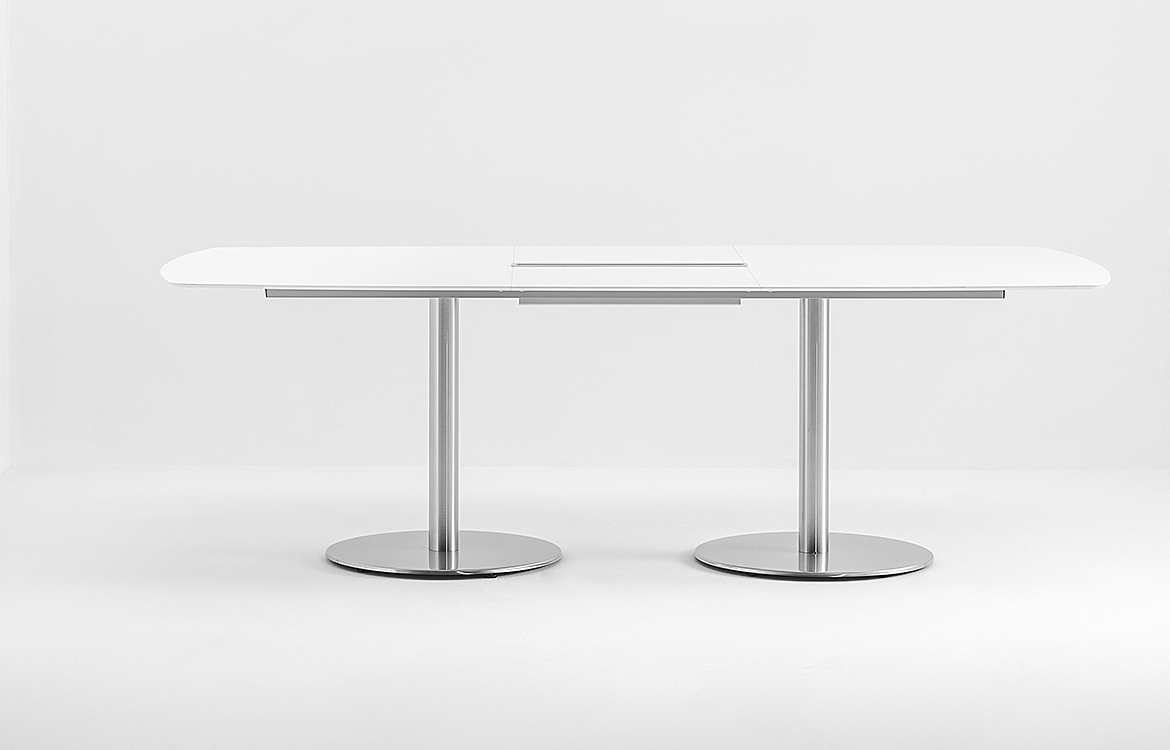 Plano commercial table with stainless steel base