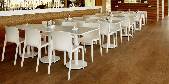 Poly white recycled chair and table