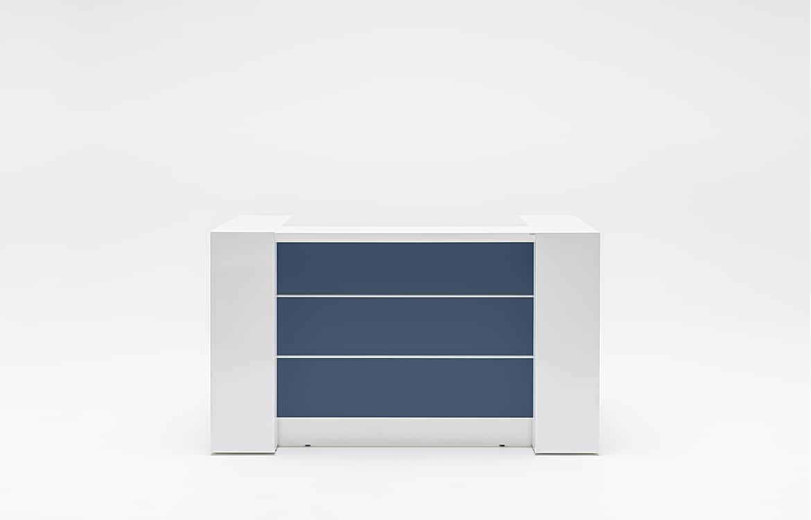 Prusion blue reception desk