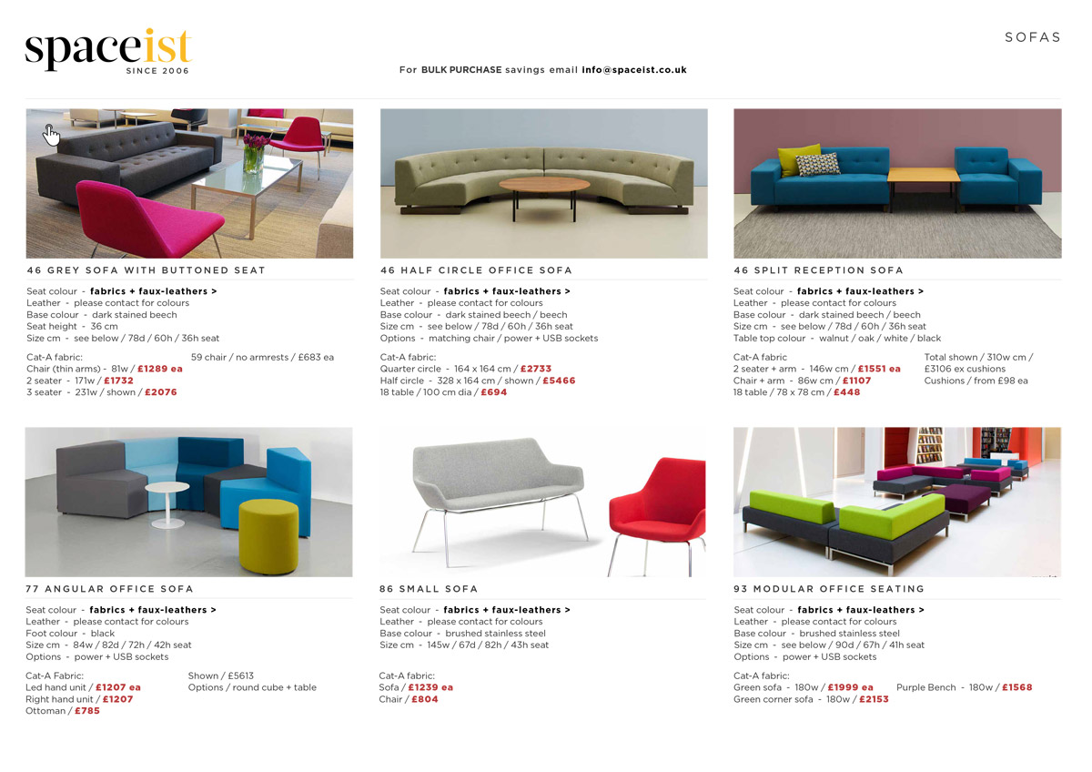 Reception sofa price list