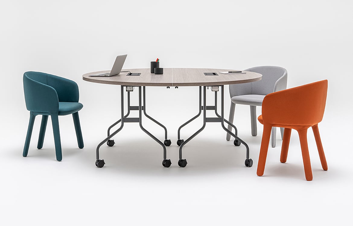 Round folding meeting table