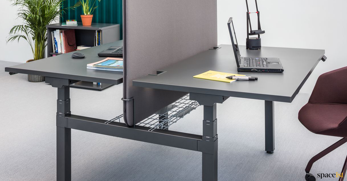 Two person sit stand desk in black