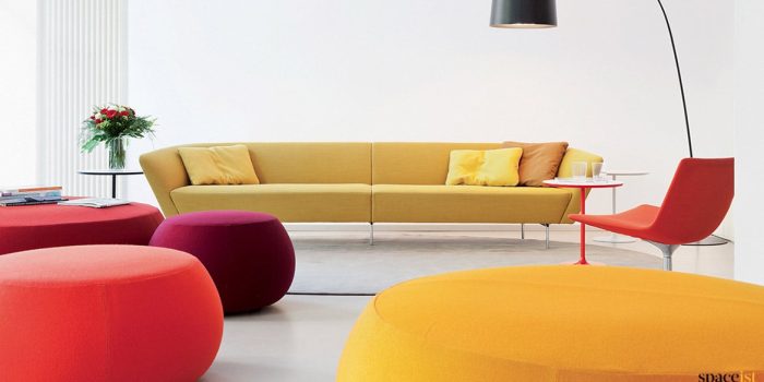 Large designer sofa in yellow
