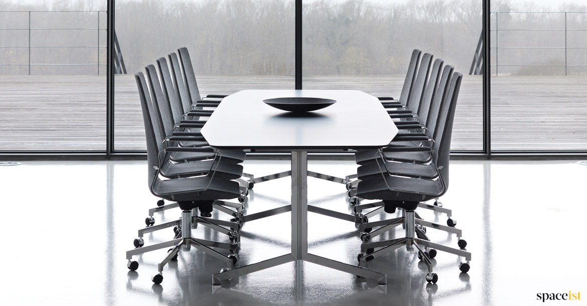Long office table with high chairs
