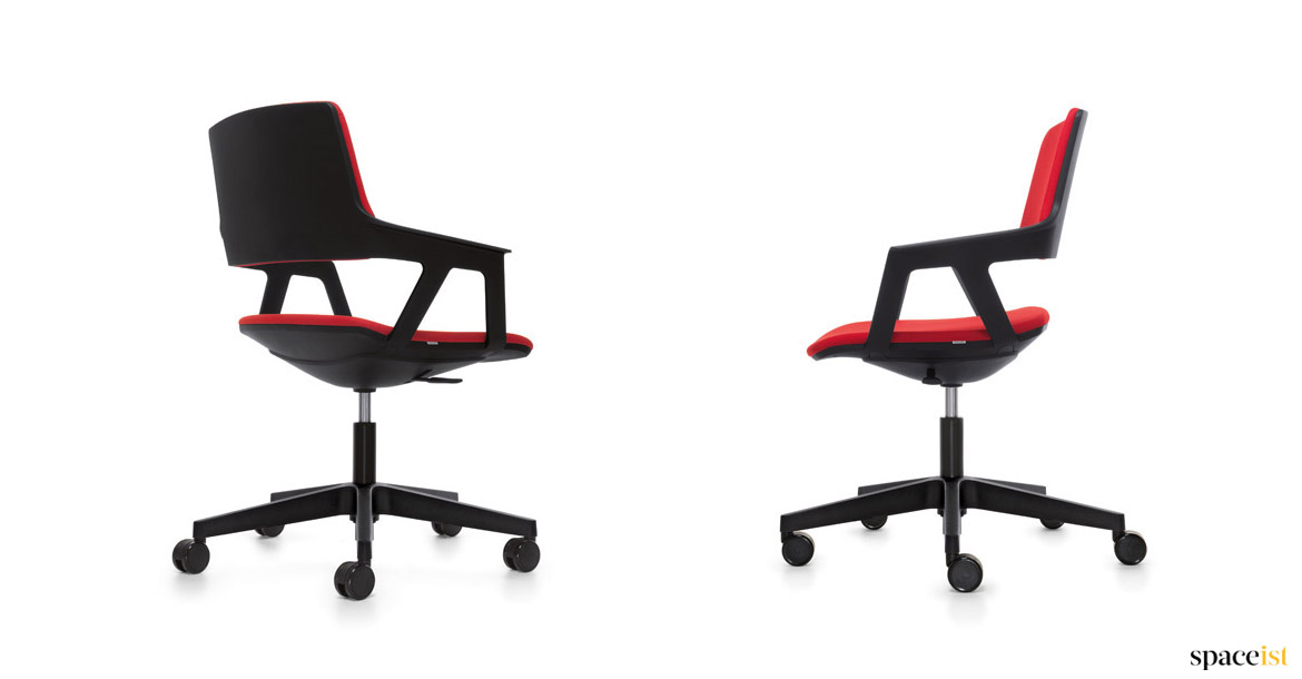 two black chairs with five star base