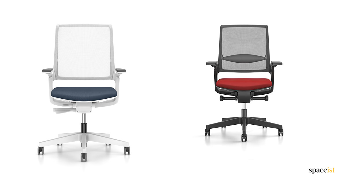Tow desk chairs with a mesh back