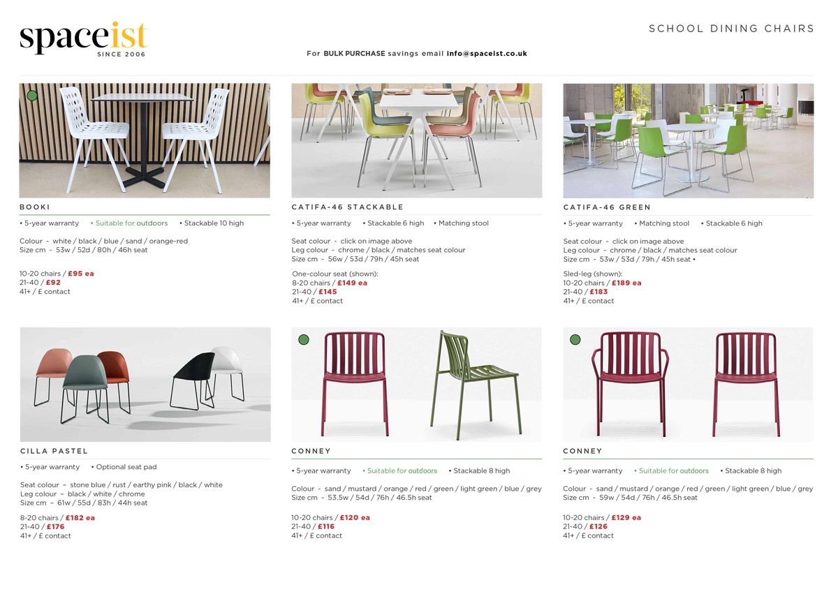 School dining chair prices