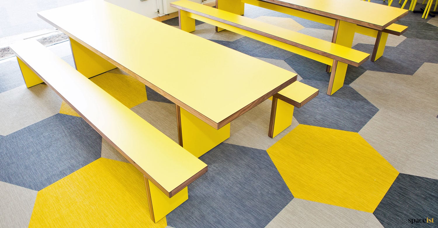 yellow canteen benches