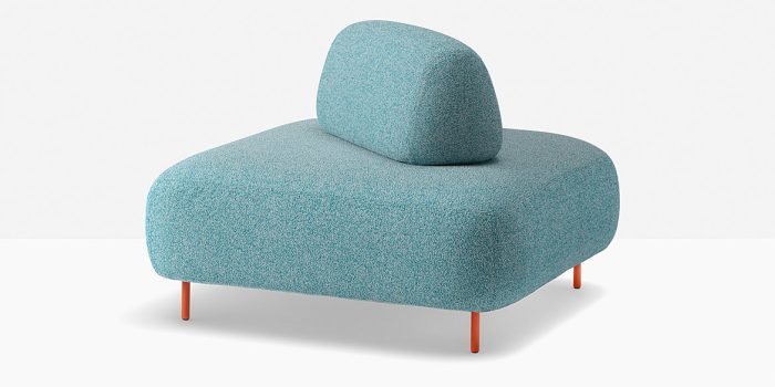 Blue and orange office sofa seat