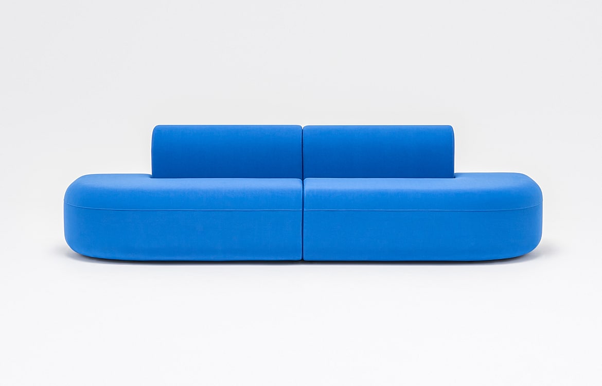 Small blue office sofa