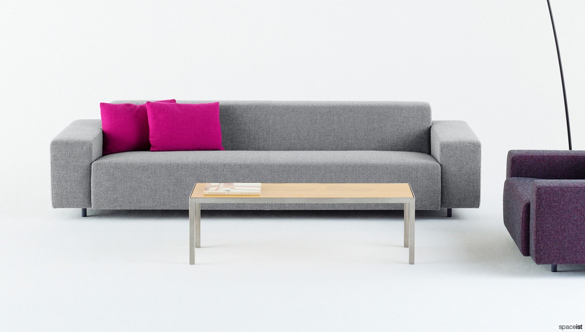 Grey office sofa pink cushions