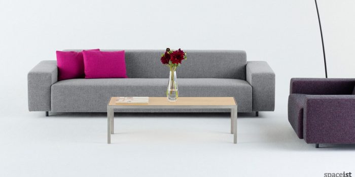 Light grey long office reception sofa