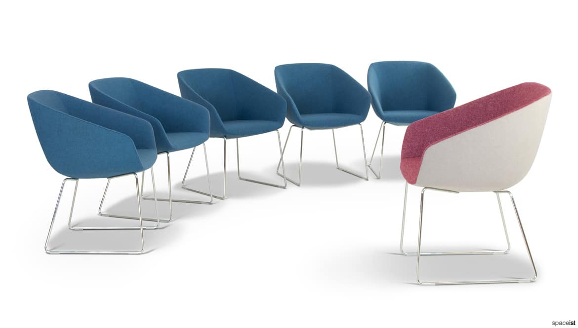 22 blue chairs