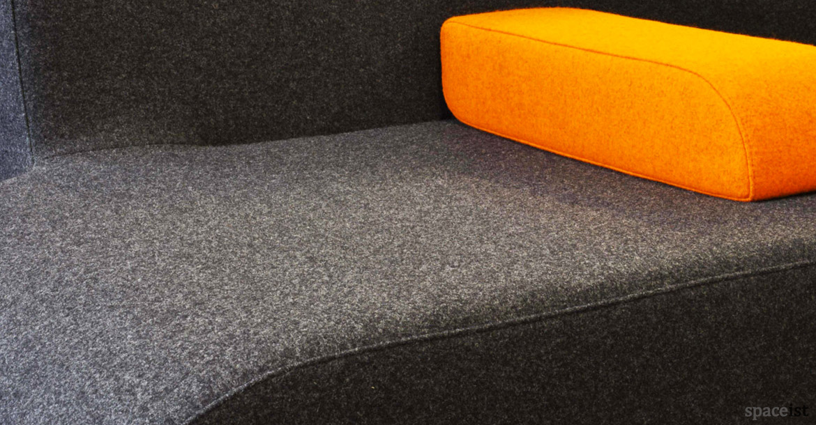 30 curvy orange reception sofa close-up