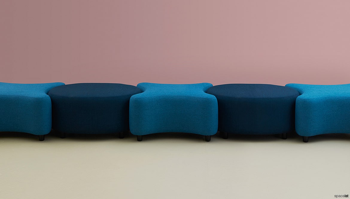 X & round stools in blue