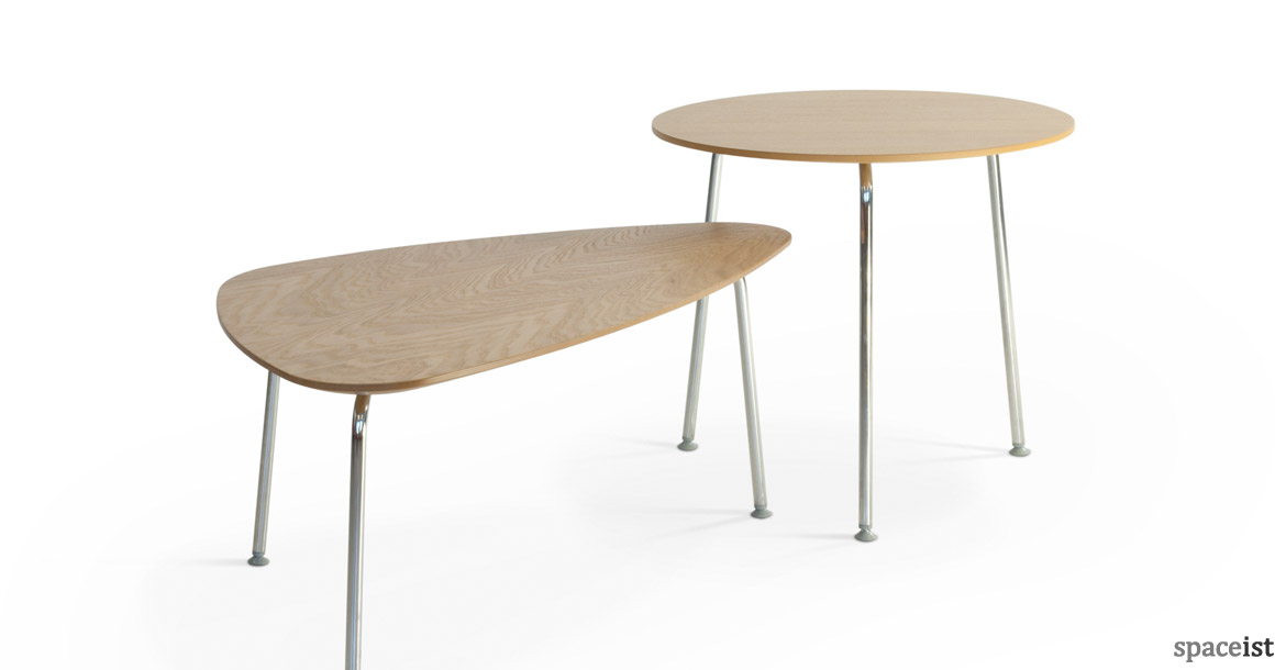 68 pebble shaped office coffee tables in walnut