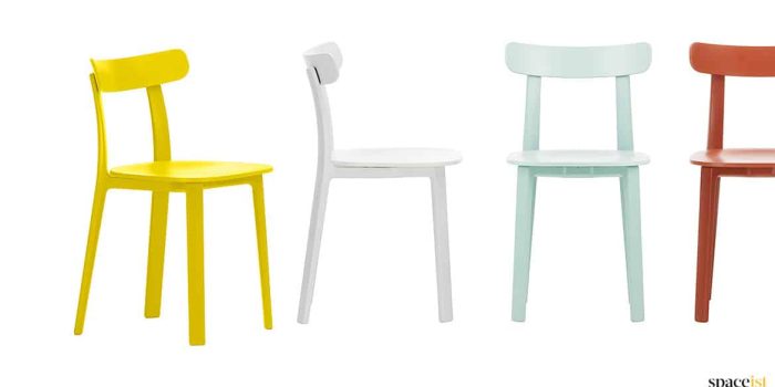 All plastic yellow retro cafe chair