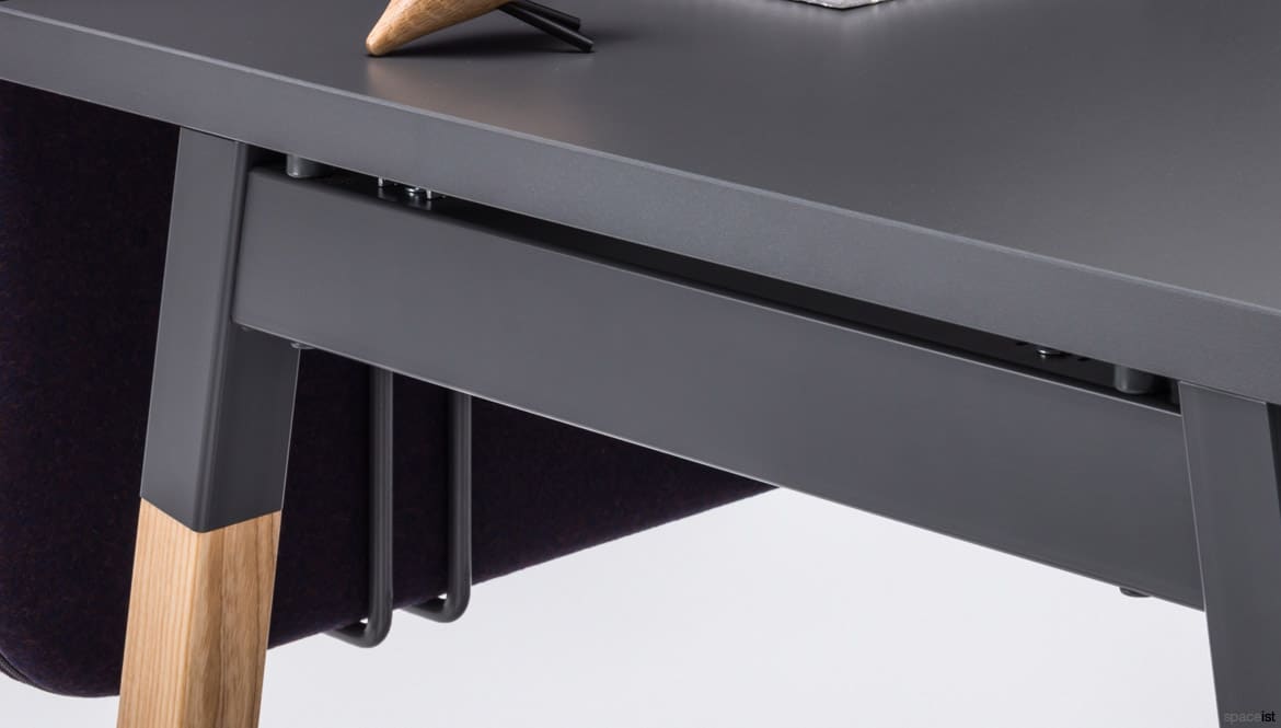 Black desk closeup