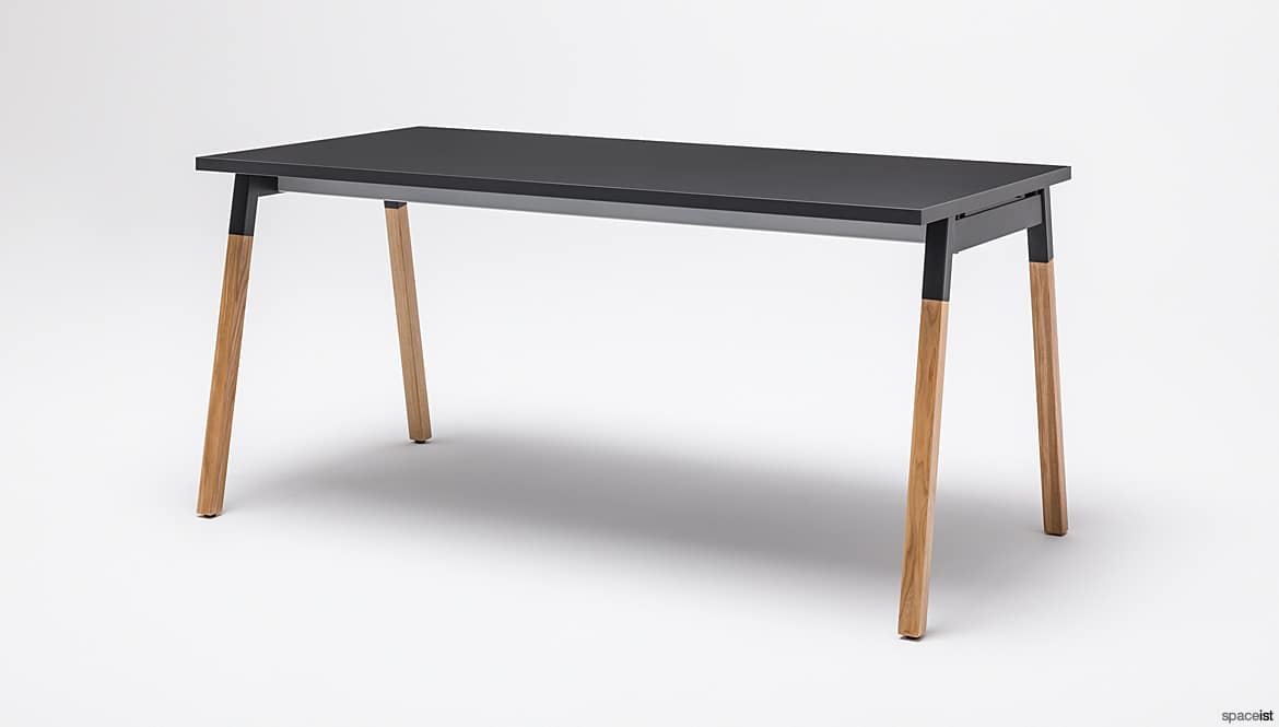 Black Desk with Oak Legs