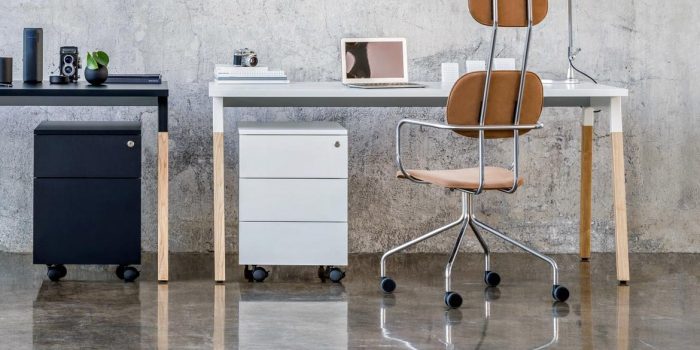 Desk with Oak Legs and a Grey Top