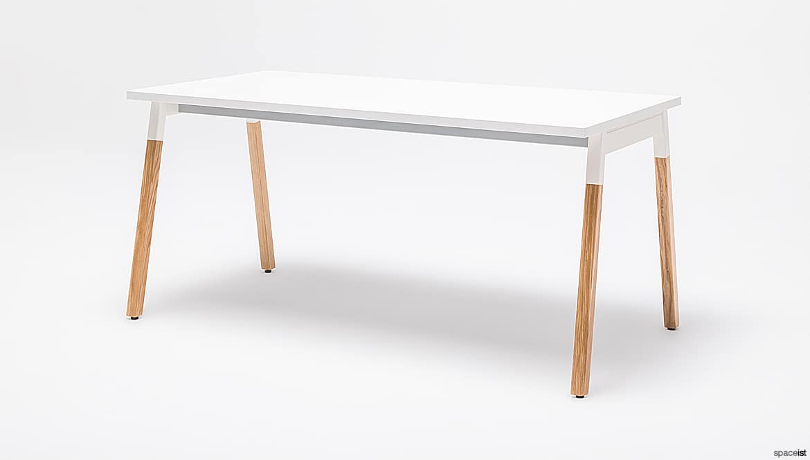 White Desk with Oak Legs