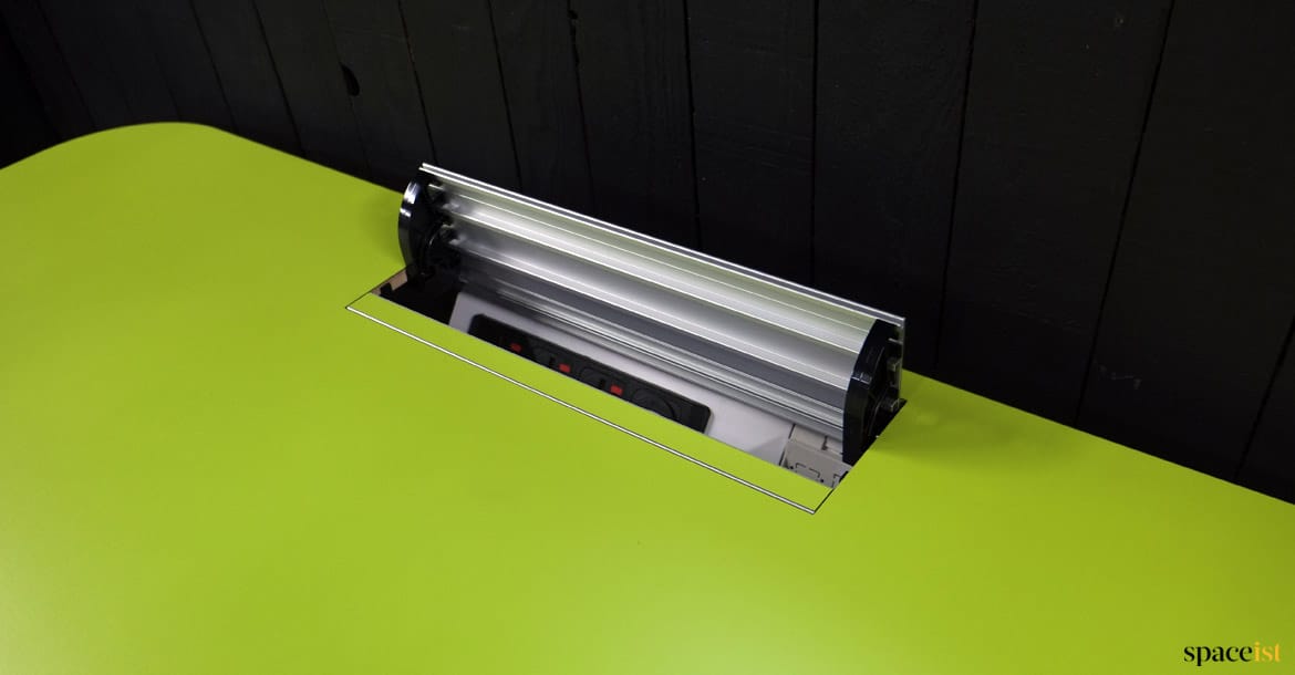 desk top cable door with plug sockets