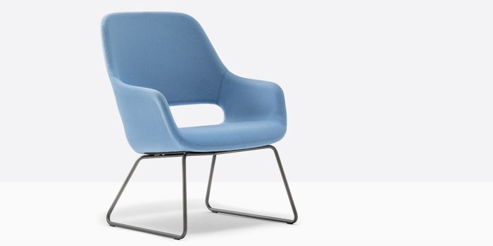 Blue Reception Chair with a High Back