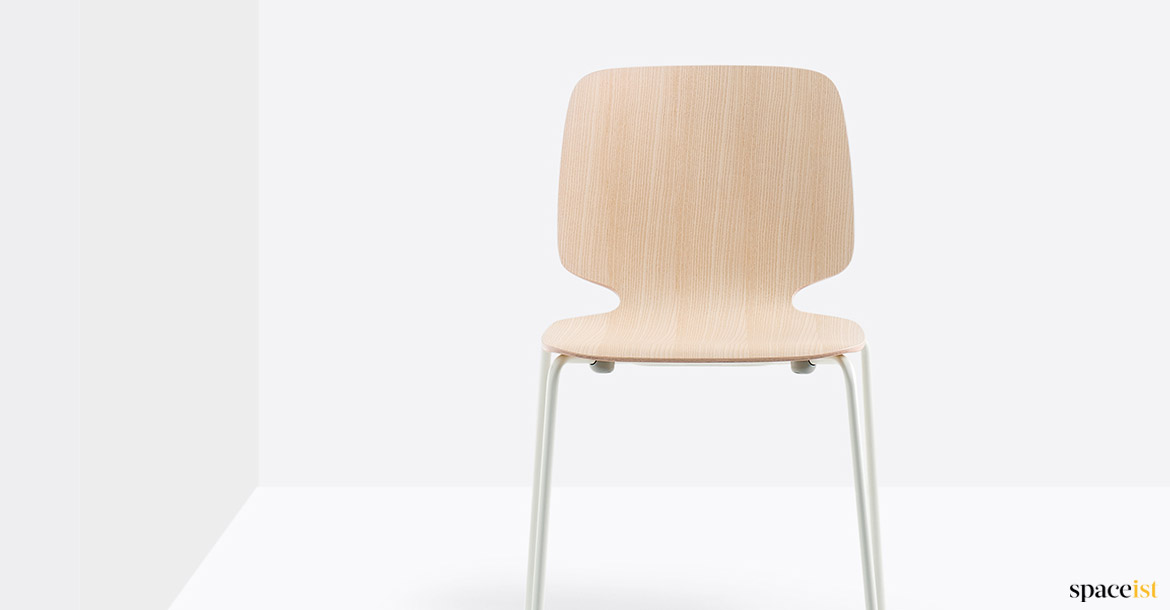 Ash wood chair with white legs