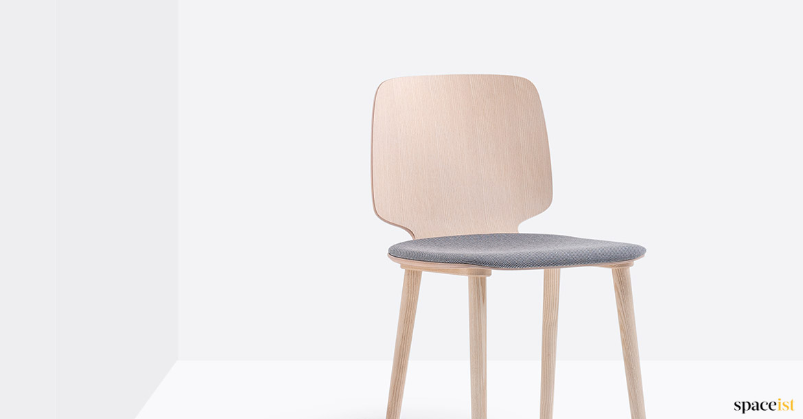 Wood chair grey seat pad