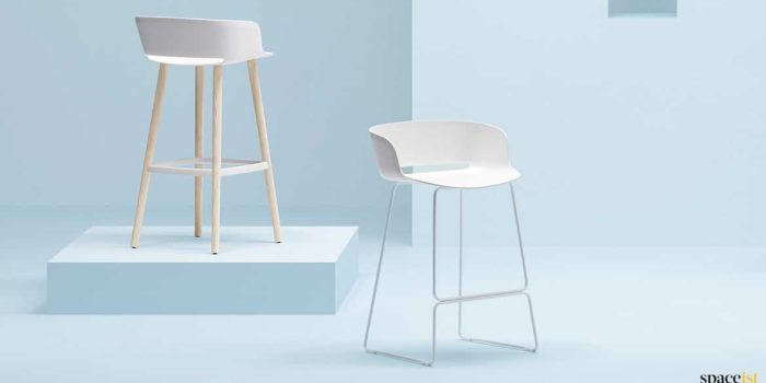 White stacking stool with back