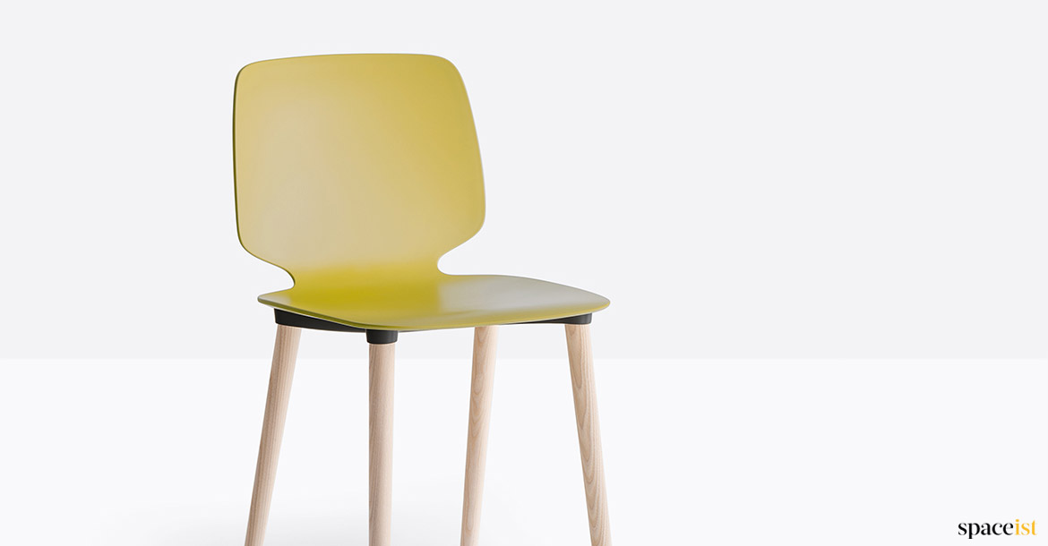 Yellow chair wood leg